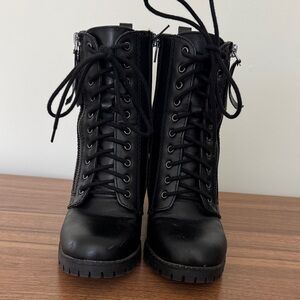 Soda Black Combat Lace-Up Boots
